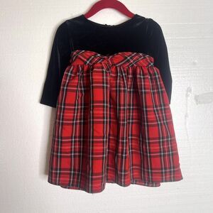 Cinderella Couture Girls Red Plaid Black Velvet Holiday Party Dress size large